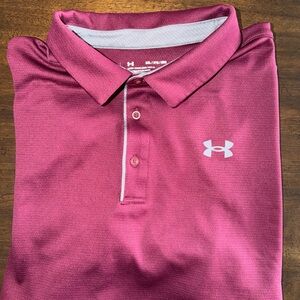 Under Armour Men's Burgundy Performance Polo 2XL Loose Fit EUC